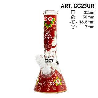 GRACE GLASS - Glowing Beaker Red Bong - 32cm / 18.8mm