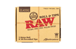 RAW - Classic Masterpiece Rolls 3m + Prerolled Tips